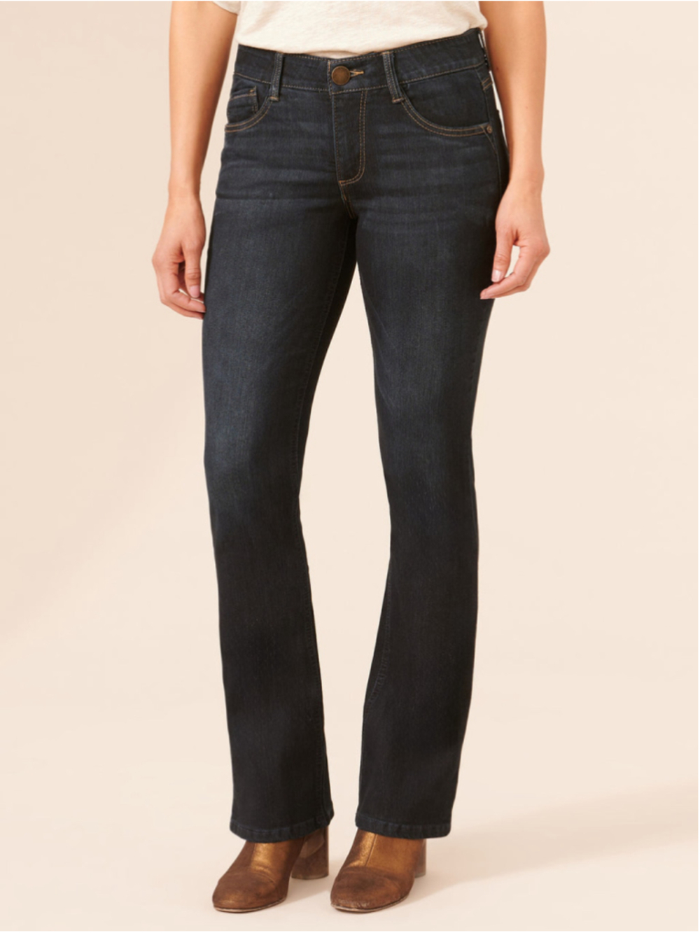 Democracy 'Ab' Solution Itty Bitty Bootcut Dark Wash Jeans Size 12 GUC Mid-Rise